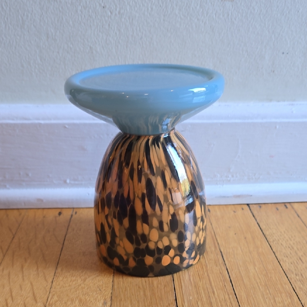 NWT, Anthropologie, Bela Art Glass Candleholder, EUC, 6.5"H x 4.75"D